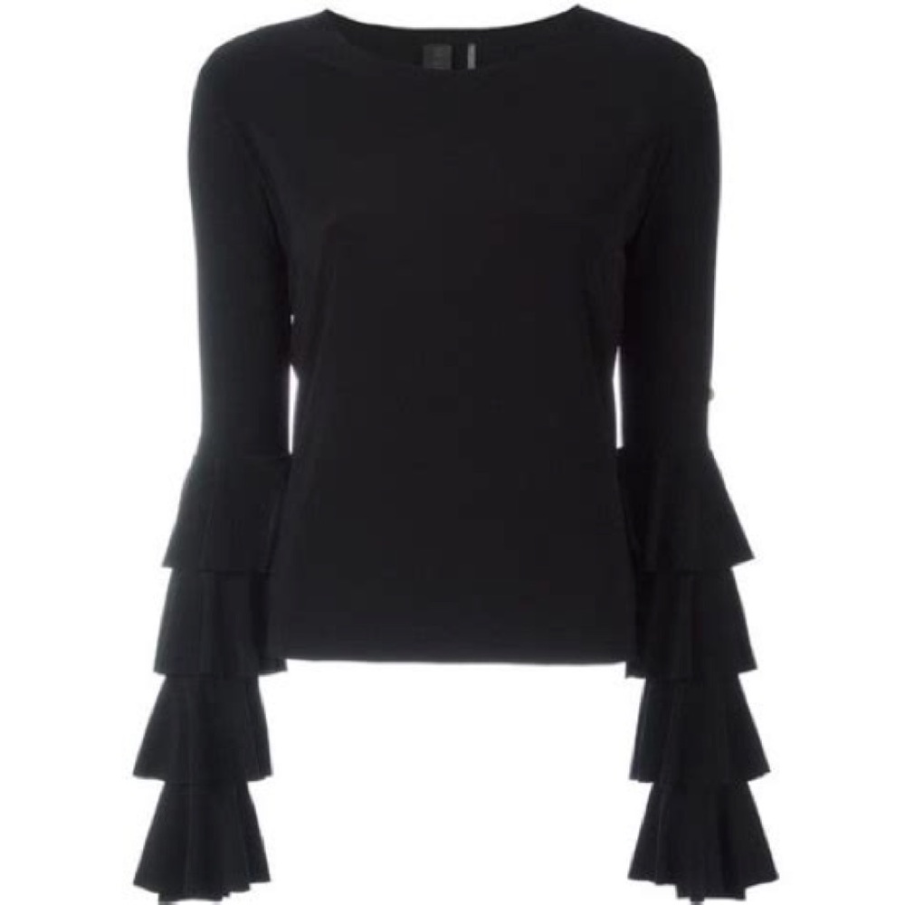 Norma Kamali Ruffle Long Sleeve Tee XS